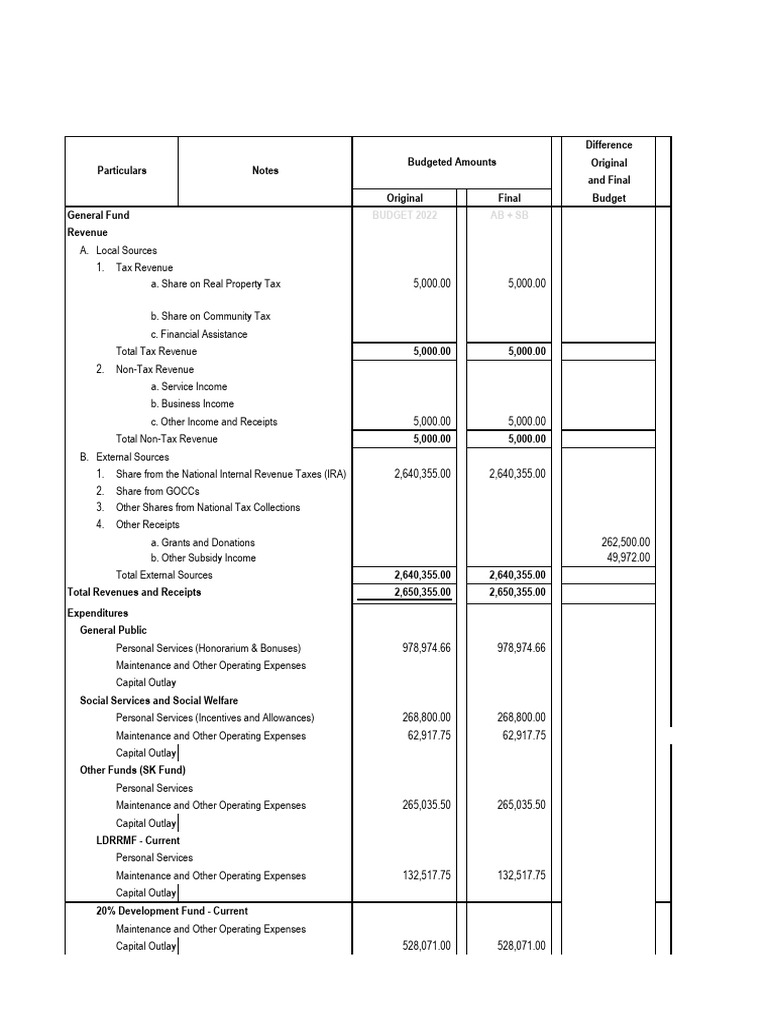 Barangay Cogon 2022 Budget Overview | PDF | Expense | Revenue