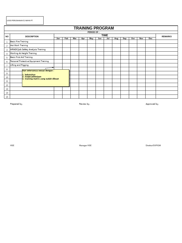 Annual Training Program Schedule | PDF