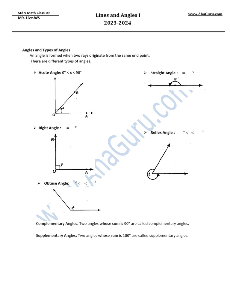 Grade 9 Math: Angles & Lines | PDF | Elementary Geometry
