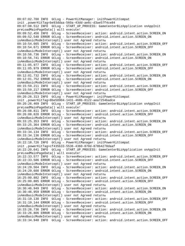 Android Screen Receiver Errors Log | PDF