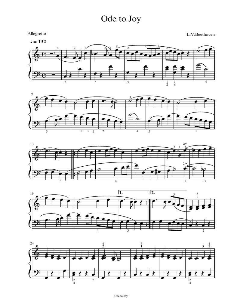 Beethoven's Ode to Joy Sheet Music | PDF | Ludwig Van Beethoven