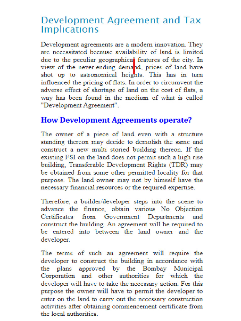 Development Agreement Tax Articles | PDF