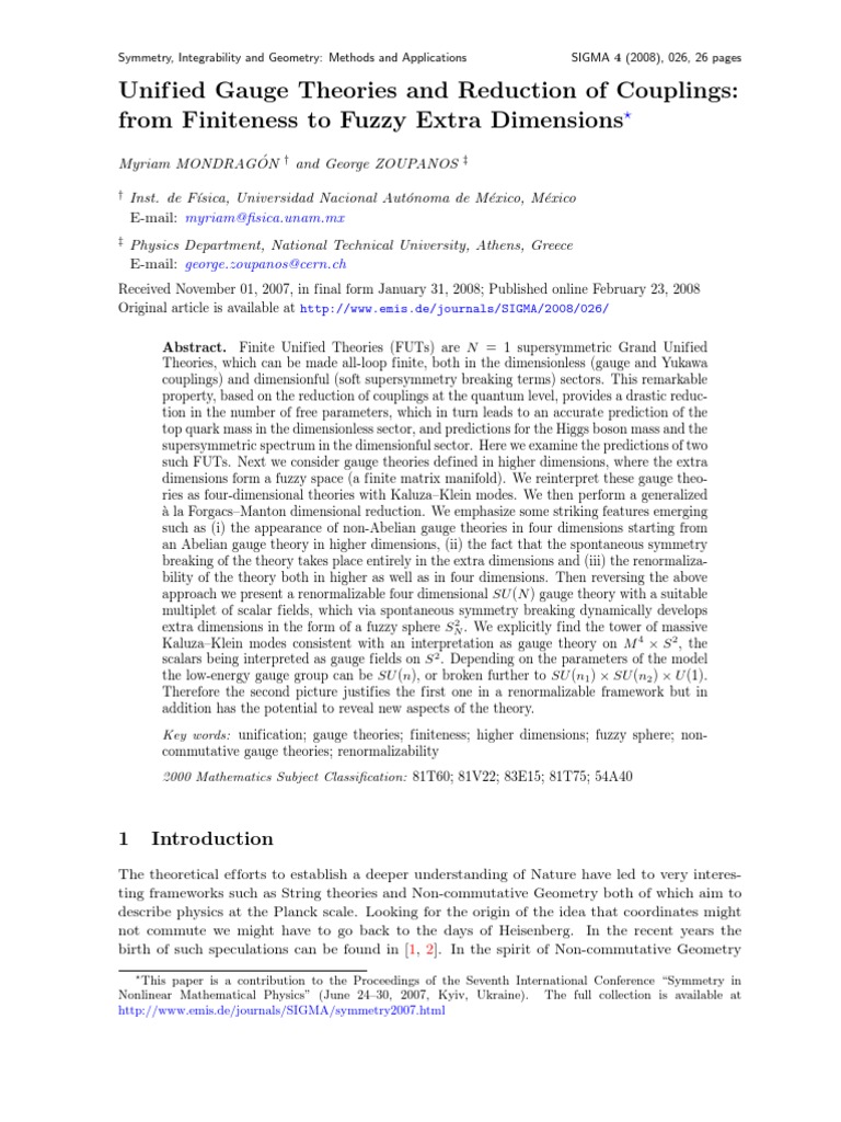 Myriam Mondragon And George Zoupanos Unified Gauge Theories - 