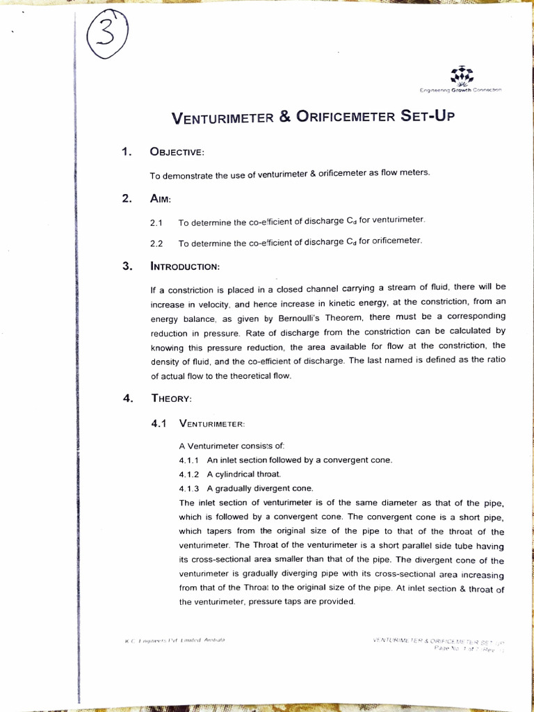 Venturimeter and Orificemeter Setup Guide | PDF | Flow Measurement | Pump