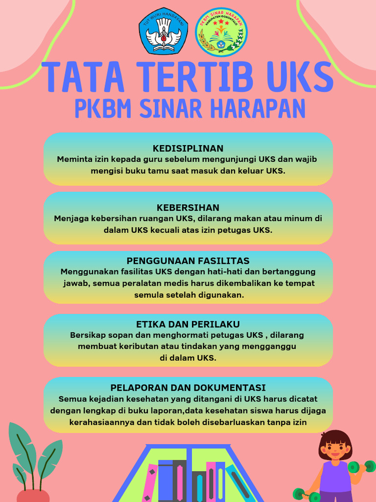 Poster Tata Tertib UKS Sekolah Merah Ilustratif | PDF