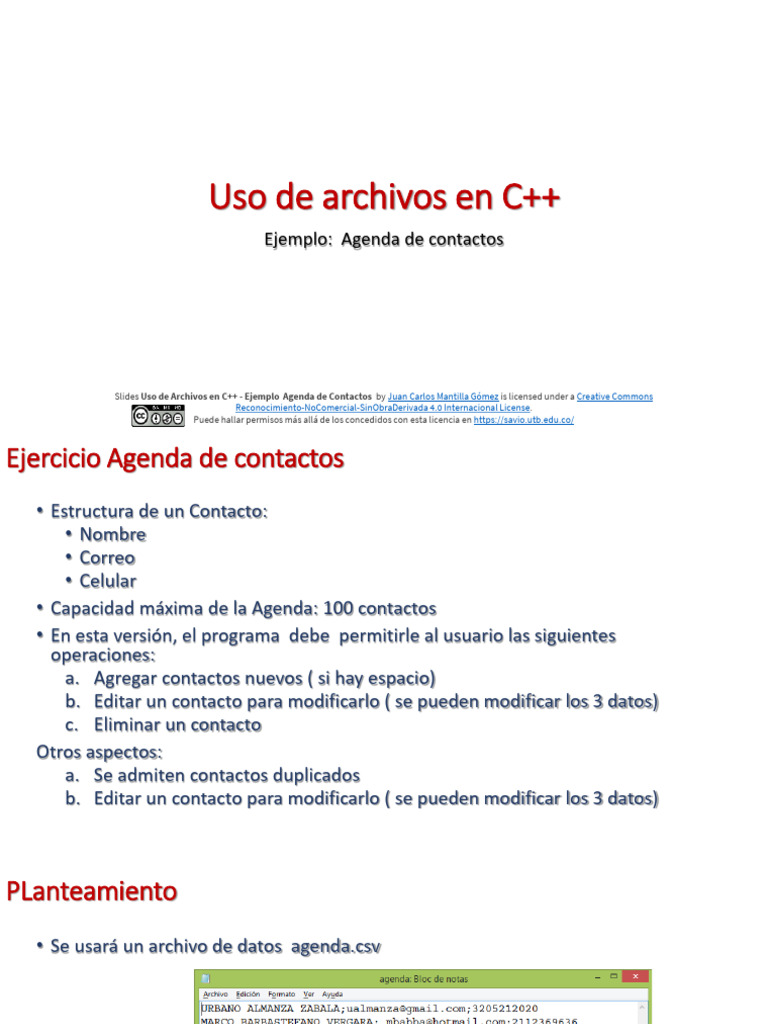 Agenda de Contactos en C++: Uso de Archivos | PDF | Archivo de ...