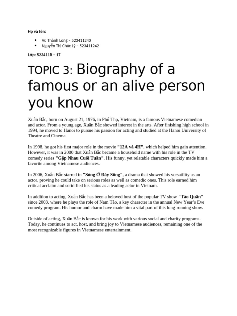 Xuã N Báº C Iconic Vietnamese Comedian Pdf