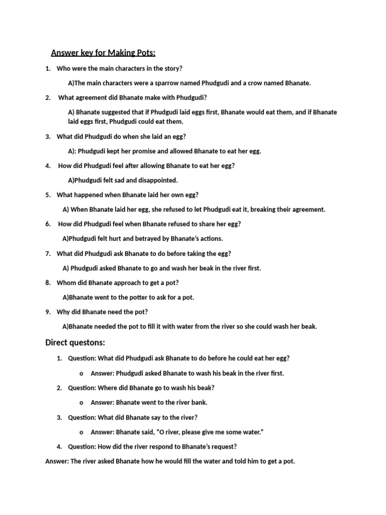 Answer Key for 