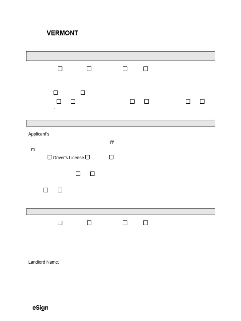 Vermont Residential Rental Application | PDF | Lease | Landlord