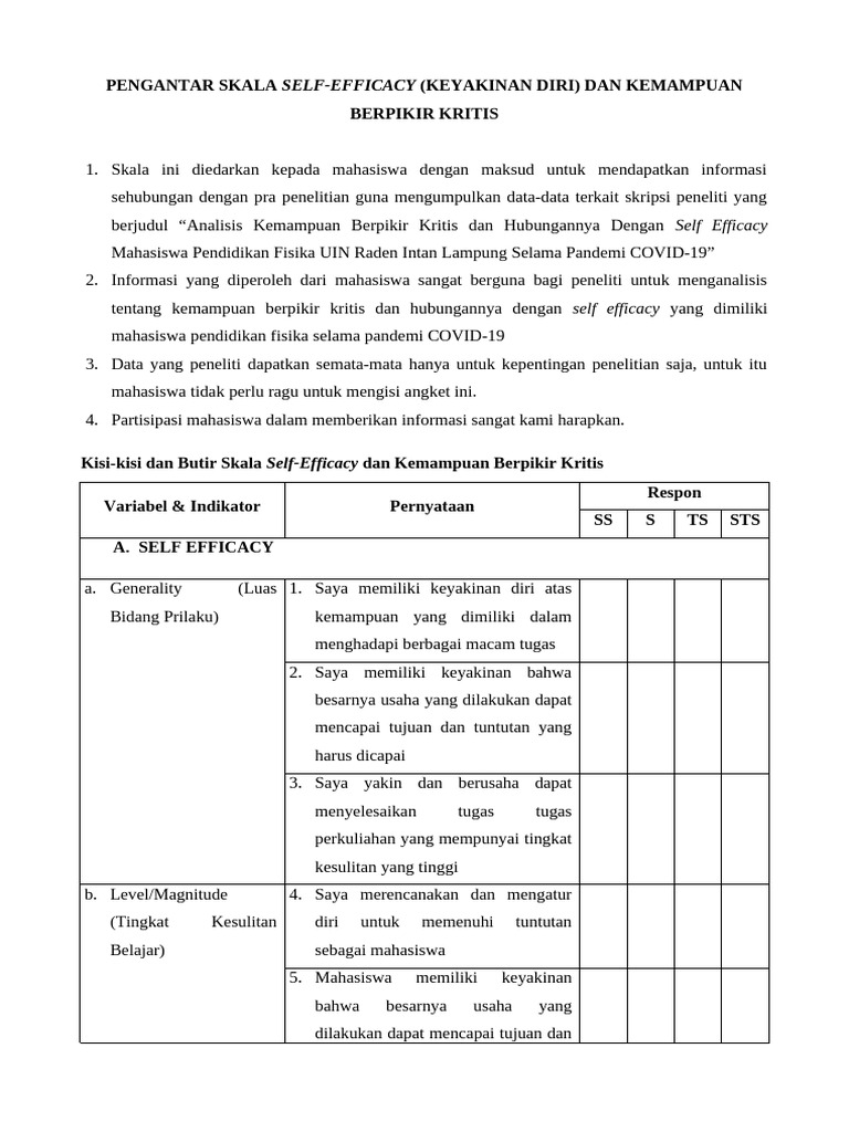 Angket Pra Penelitian | PDF