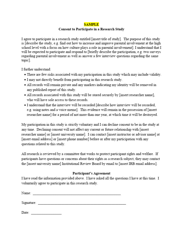 Sample Interview Consent Form | PDF | Career & Growth