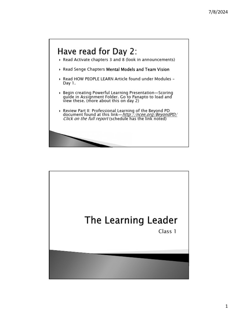 Learning Leader Day 1 PPT Handout | PDF | Learning | Creativity