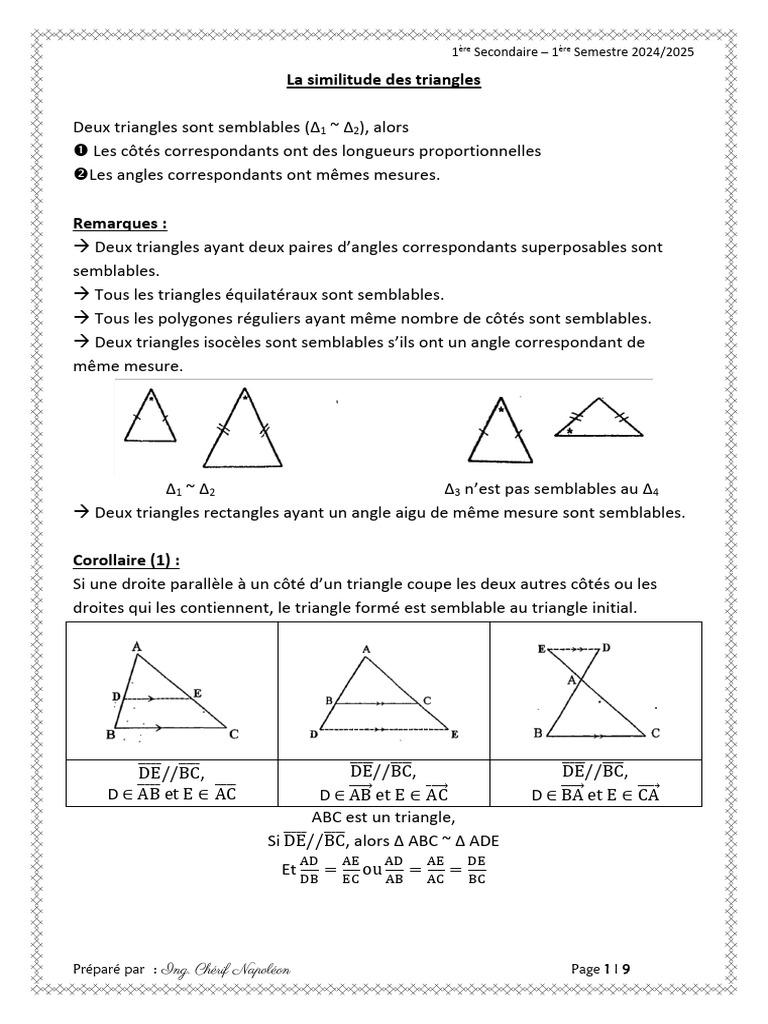 Similitude des triangles en mathématiques | PDF | Triangle | Euclide