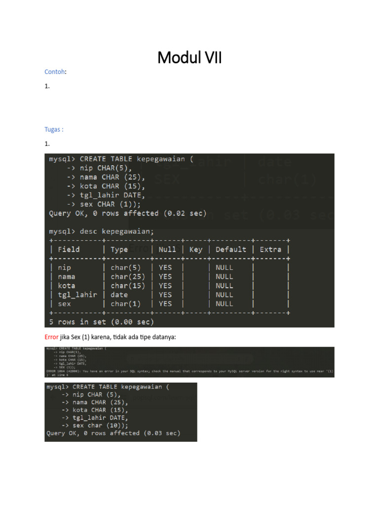 Error dan Solusi SQL pada Tabel Kepegawaian | PDF | Metode & Bahan Ajar