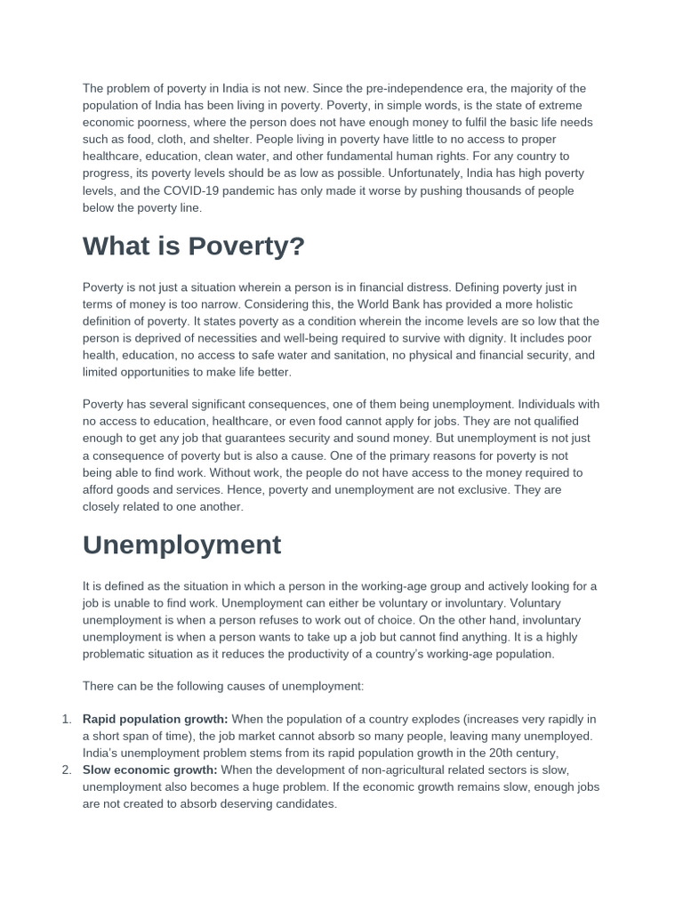 Poverty and Unemployment in India | PDF | Unemployment | Poverty