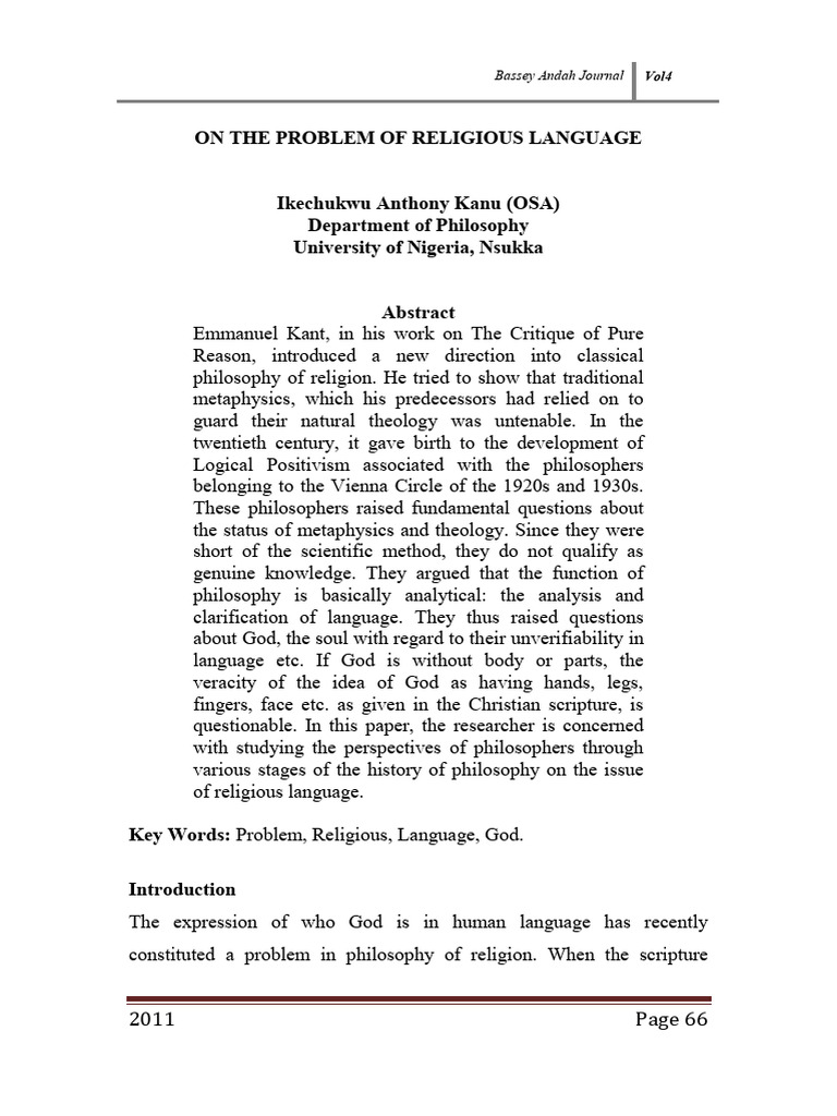 On The Problem of Religious Language | PDF | Philosophy