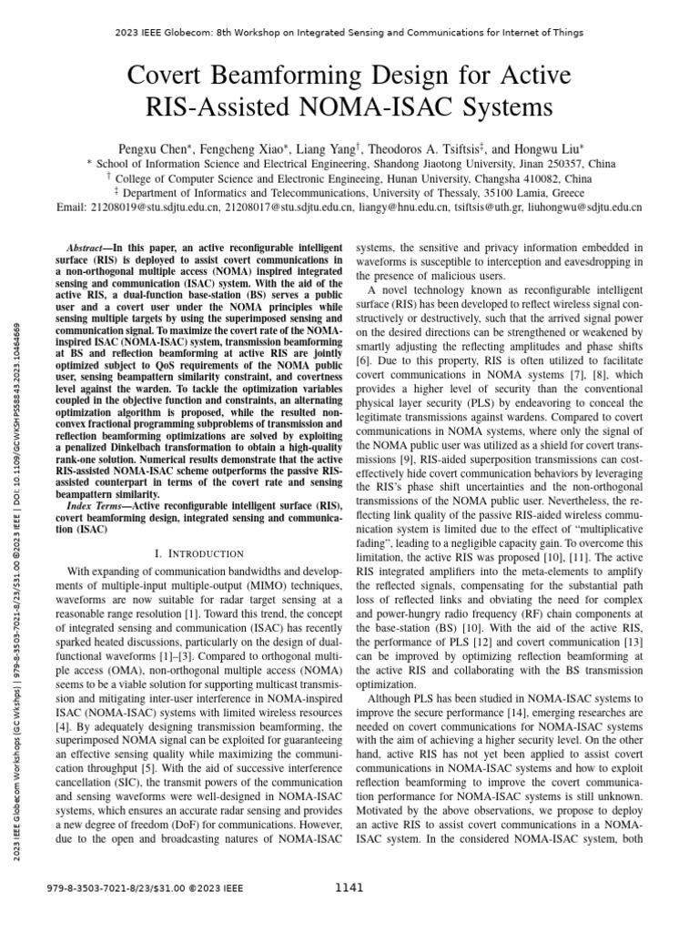 Covert Beamforming Design For Active RIS-Assisted NOMA-IsAC Systems ...