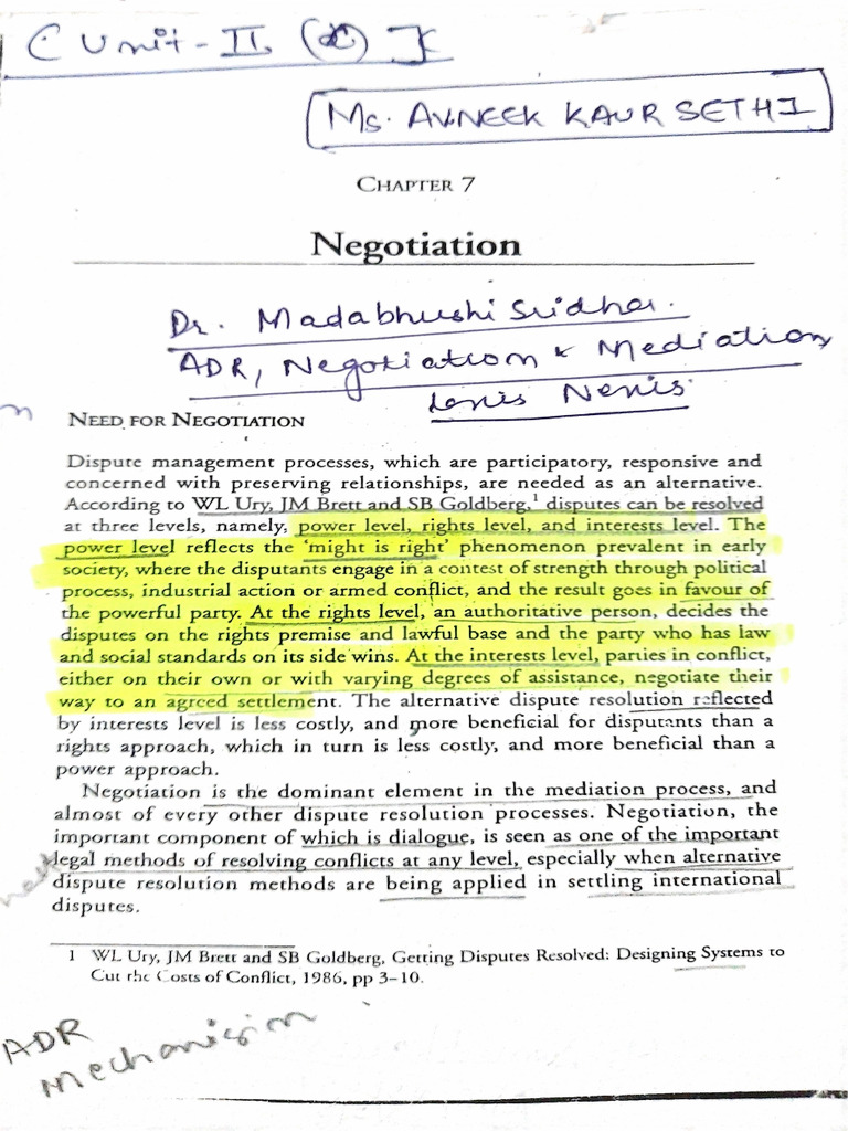 Negotiation Handout 1 Vd E Batch 2022 Pdf