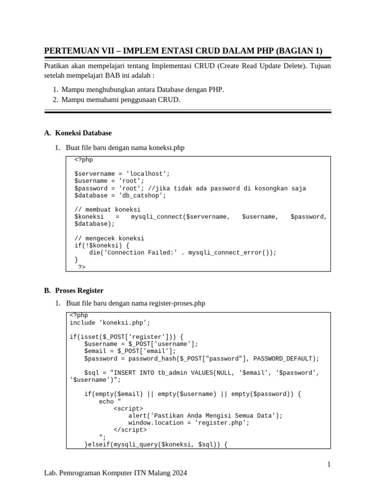 Implementasi CRUD PHP dan Database | PDF