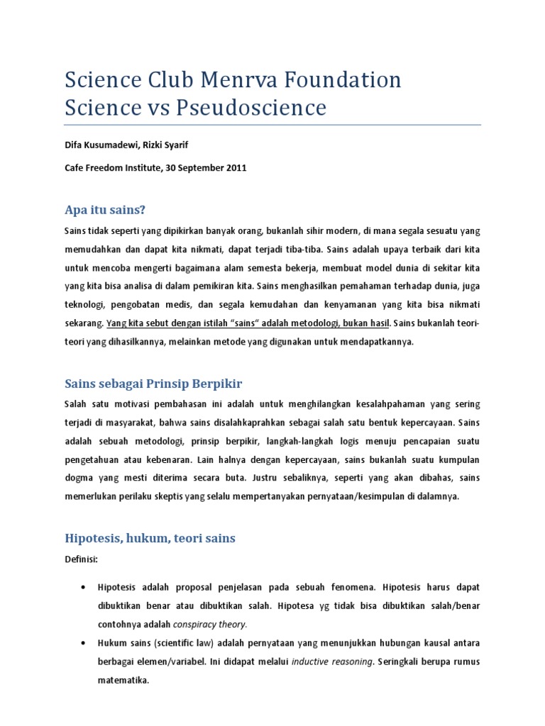 Understanding Science vs Pseudoscience | PDF