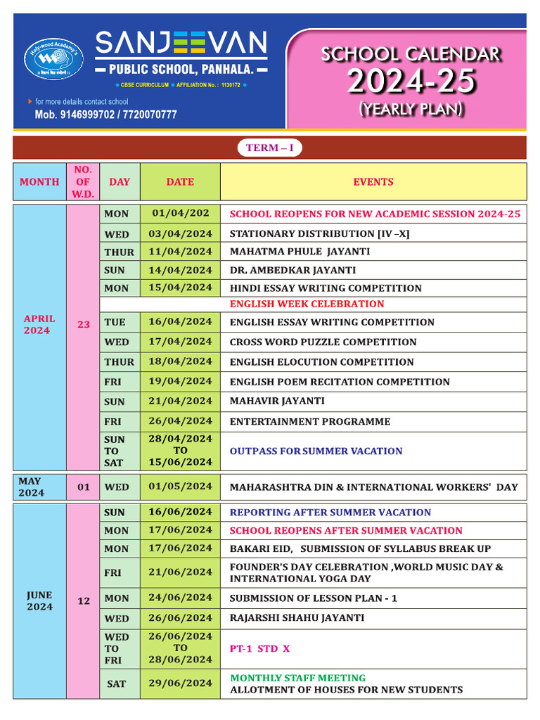 Cbse Calendar 2024 25 PDF