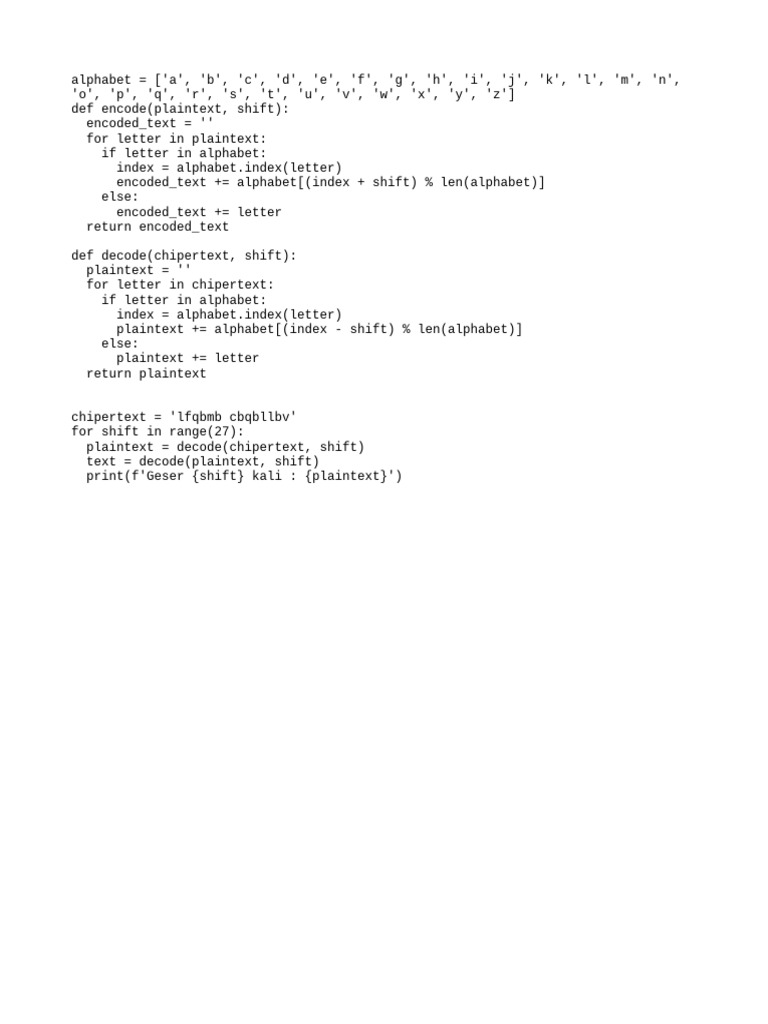 Simple Caesar Cipher Implementation | PDF