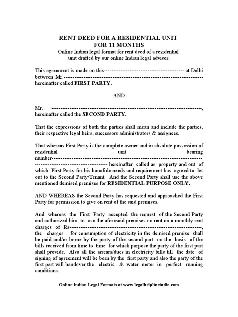 deed of rental assignment
