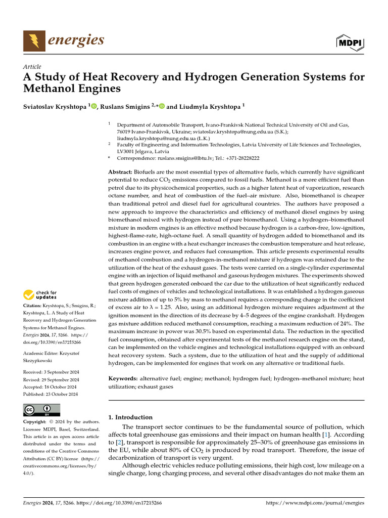 A Study of Heat Recovery and Hydrogen Generation S | PDF | Biofuel ...