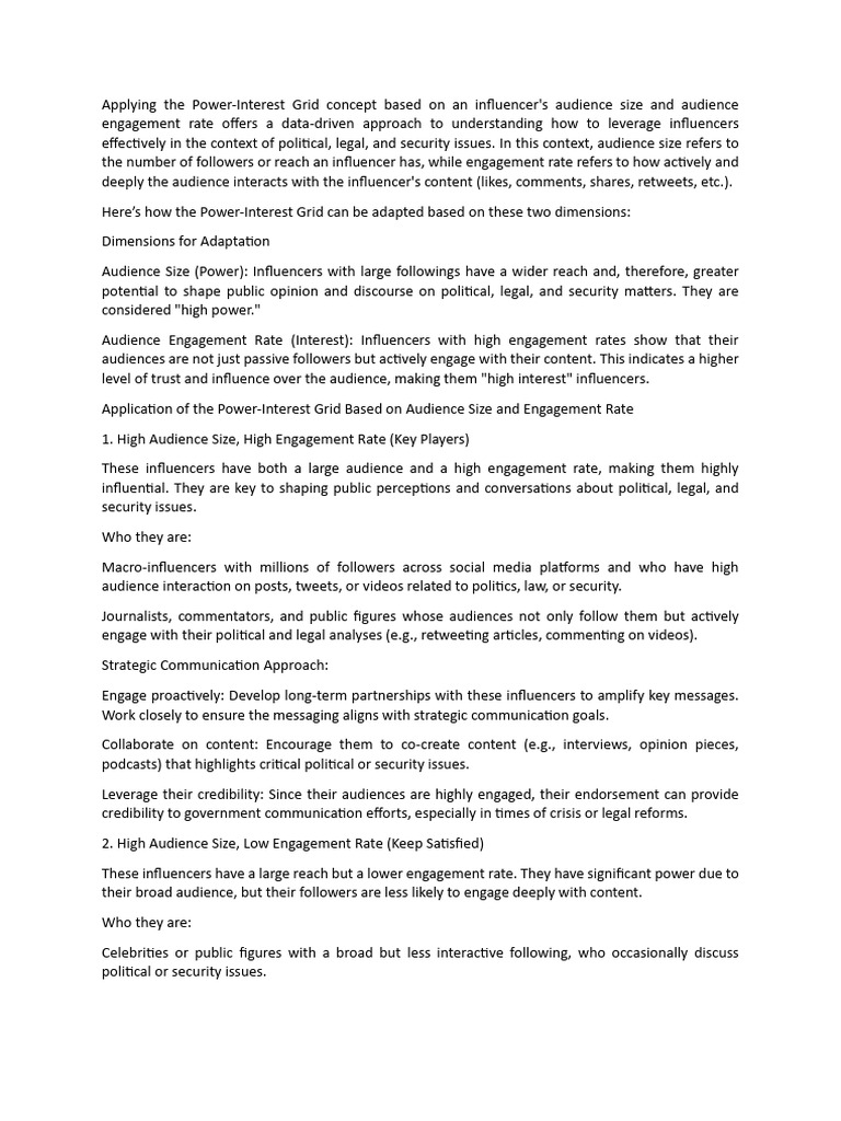 Leveraging Influencers with Power-Interest Grid | PDF | Communication ...