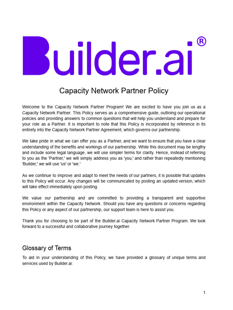 Capacity Network Partner Policy | PDF | Insurance | Artificial Intelligence