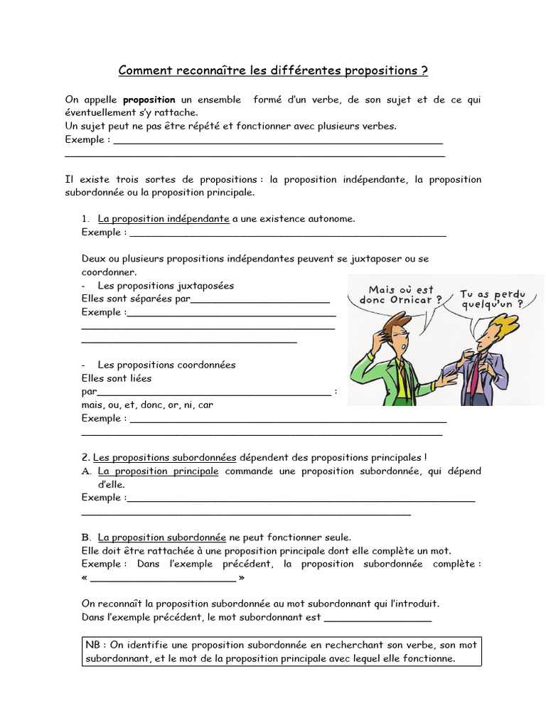 Reconnaître les propositions indépendantes | PDF
