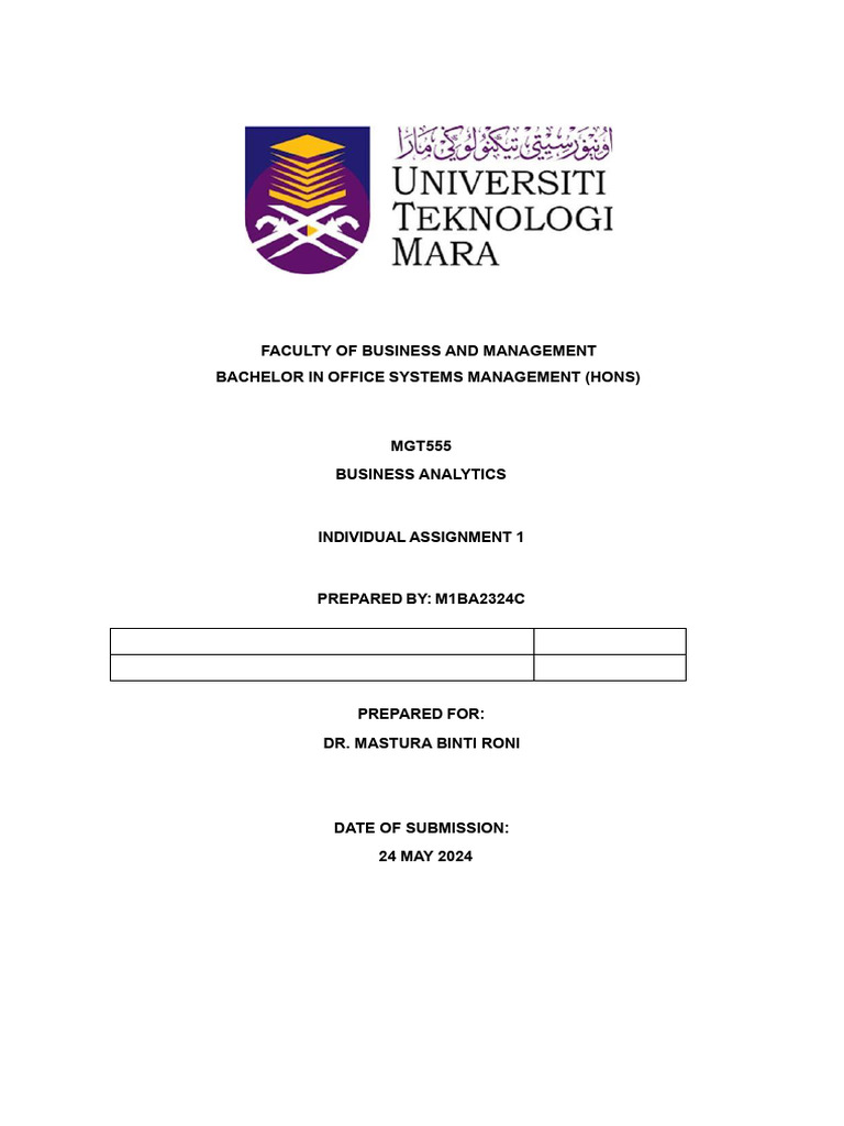 MGT555 Individual Assignment 1 Overview | PDF | Mean | Data