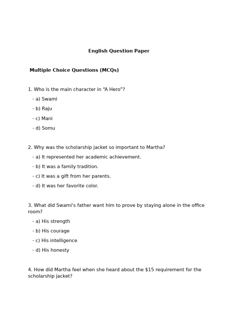 English Question Paper | PDF | Courage