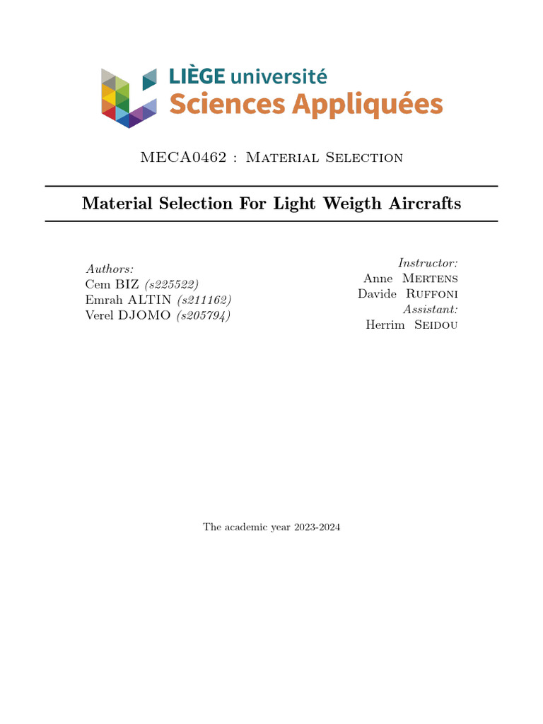 Material Selection for Aircraft Wings | PDF | Bending | Composite Material