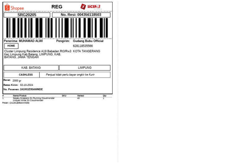 Label Pengiriman-324 - 241002 - 073750 | PDF