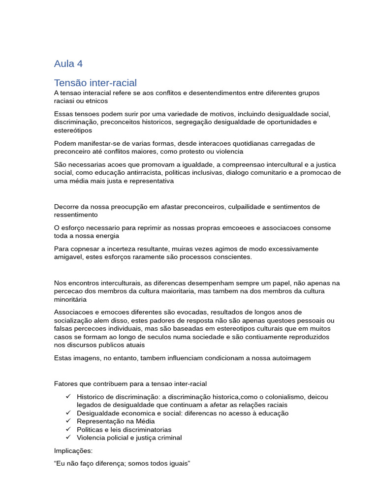 Tensão Inter-Racial: Causas e Implicações | PDF | Desigualdade social ...