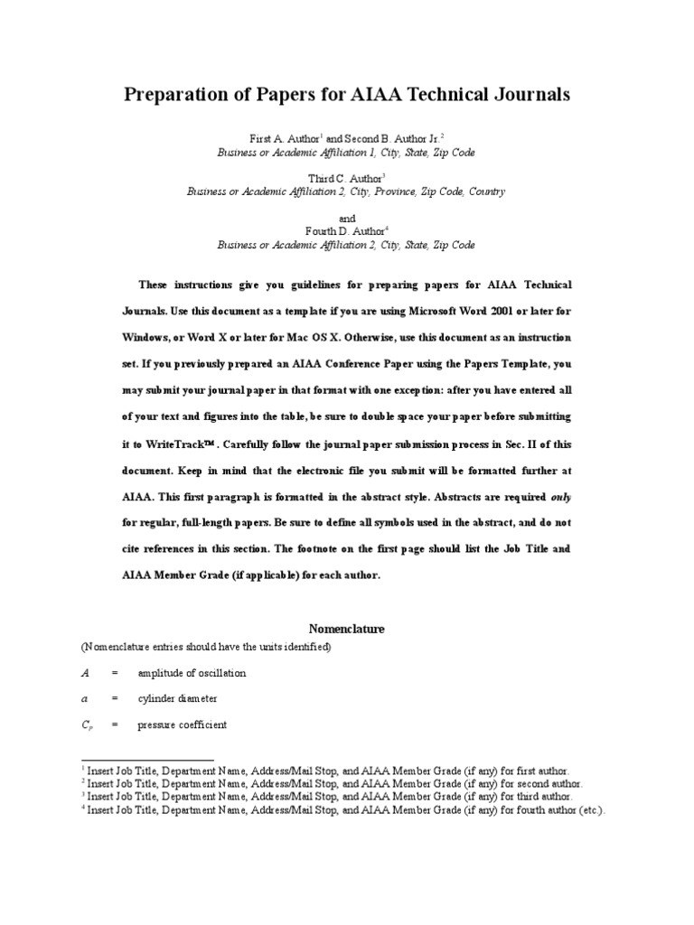 Preparation of Papers For AIAA Journals | PDF