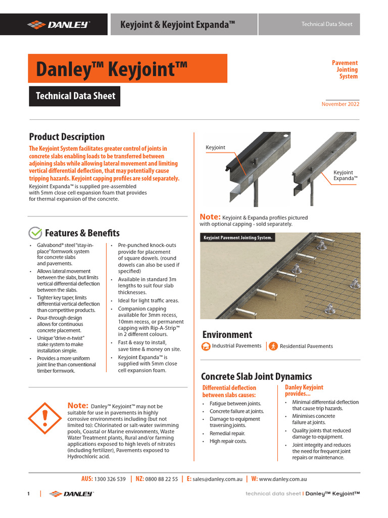 Danley Keyjoint System Overview | PDF | Concrete | Road Surface