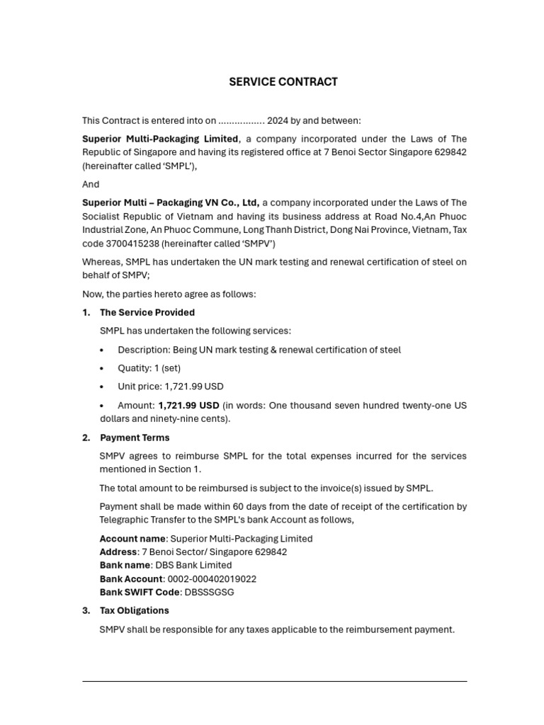 UN Mark Testing Contract | PDF