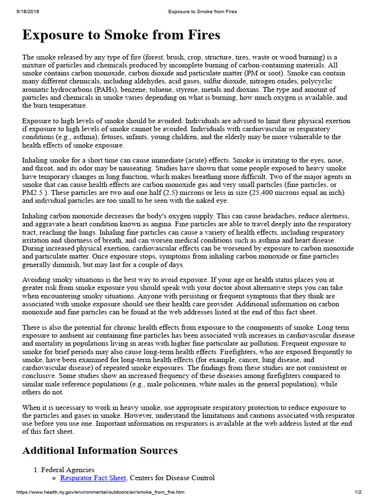 Exposure To Smoke From Fires | PDF | Smoke | Particulates
