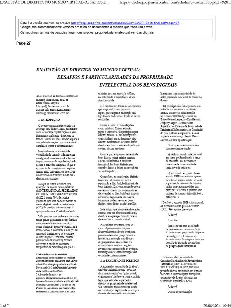 Exaustão de Direitos em Bens Digitais | PDF | Propriedade intelectual ...