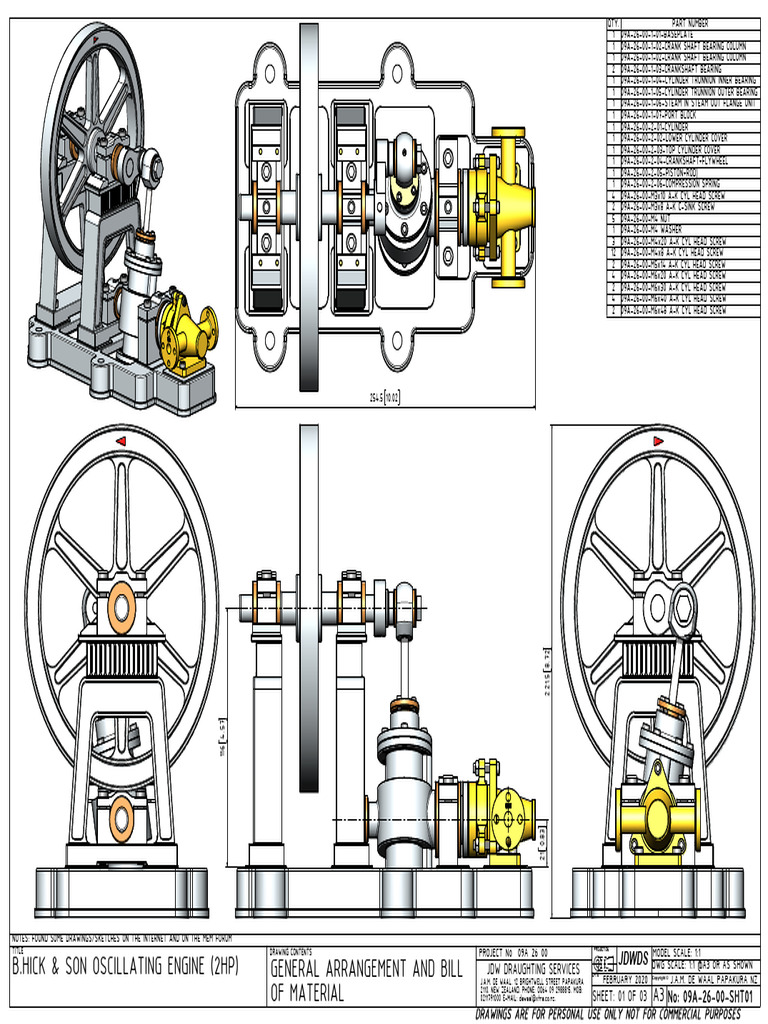 B.Hick 2HP Oscillating Engine Plans | PDF | Mechanical Engineering ...