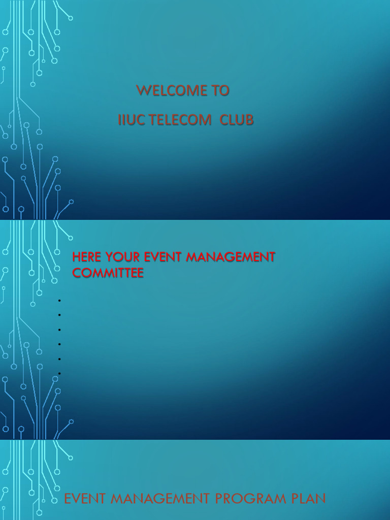 IIUC Telecom Club Event Management Plans | PDF | Home & Garden