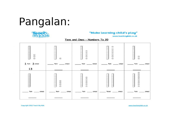 11-20 TEN BLOCKS Worksheets | PDF