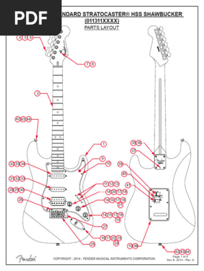 Fender Am Std Stratocaster HSS Shawbucker 011311XXXX Service Manual