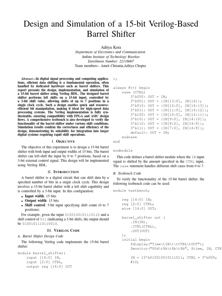 Barrel Shifter | PDF | Computing | Software Engineering