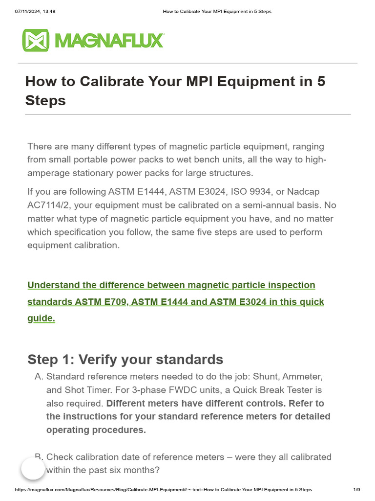 Calibrate MPI Equipment in 5 Steps | PDF | Calibration | Manufactured Goods