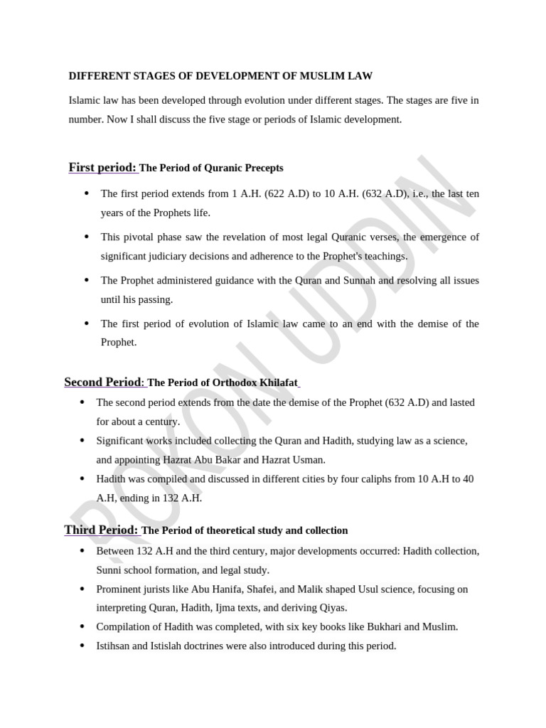 Evolution of Islamic Law Stages | PDF | Hadith | Sharia