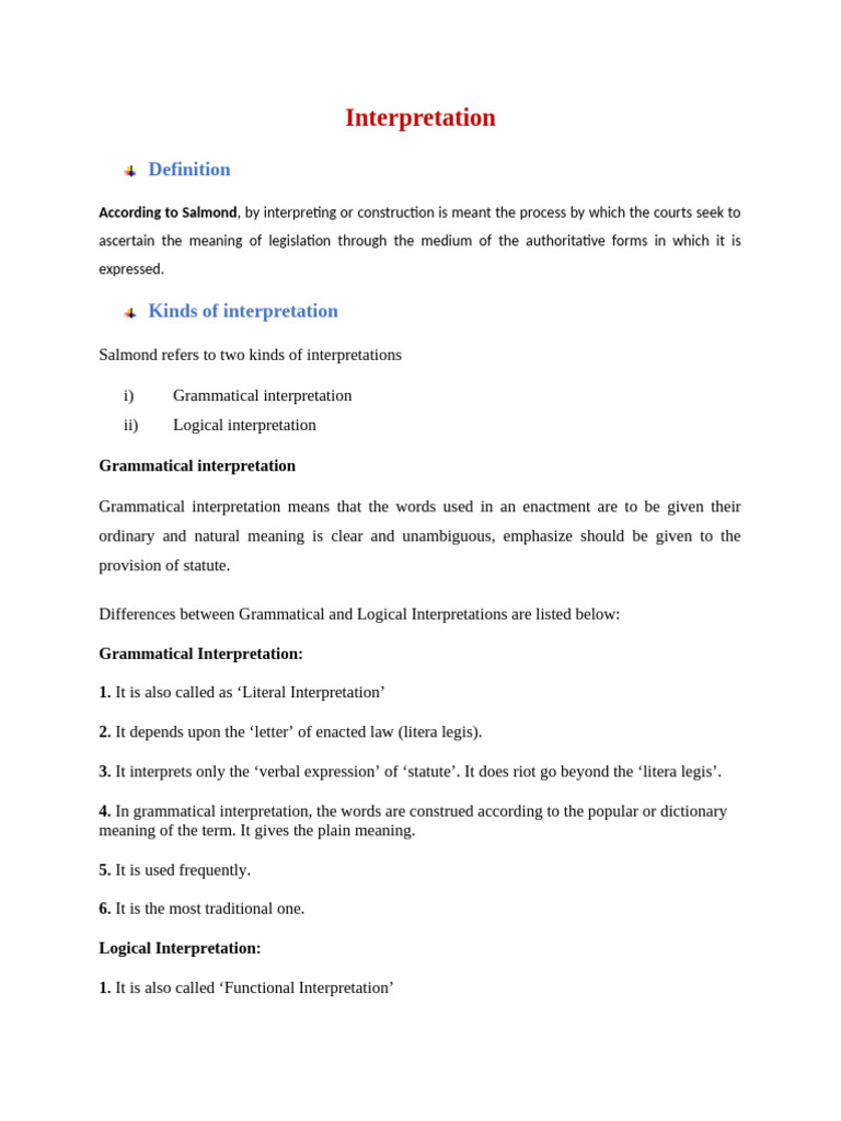interpretation | PDF | Statutory Interpretation | Civil Law (Common Law)