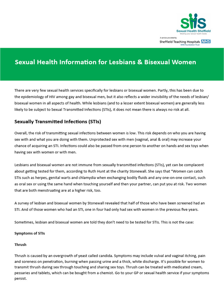 STIs and Vaginal Health for Lesbians | PDF | Sexually Transmitted ...